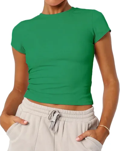 Miniatura 12 de Camisetas básicas de manga corta con cuello redondo para mujer de verano Y2K, lindas para salir, camisetas estilo bebé