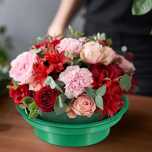 Miniatura 5 de Hahood Paquete de 8 rondas de espuma floral verde en cuencos, kit de arreglo floral para flores frescas y artificiales, 4.7 pulgadas de diámetro