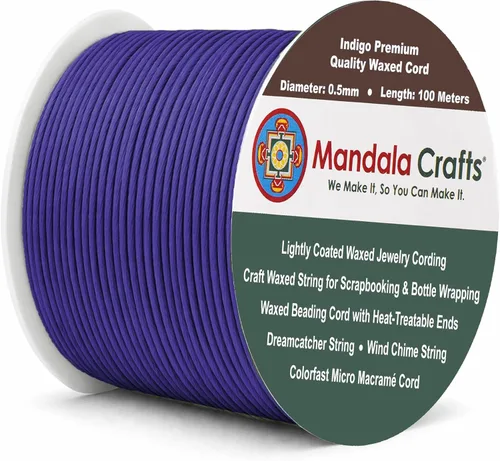 Miniatura 157 de Cuerda Mandala Crafts 0.03 pulgadas 109 yardas para hacer joyería, artesanía, macramé, cuerda de algodón encerado Negro