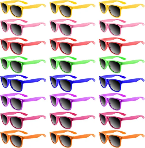 MIAHART Gafas de sol de fiesta para niños, gafas de colores neón a granel para verano, playa, piscina, fiesta, carnaval, premios de fiesta de
