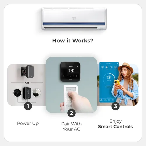 Miniatura 4 de Breez Max Smart AC Controller AHR Producto del año Termostato WiFi para mini split, ventana, bomba de calor portátil de CA/calor Tecnología Negro
