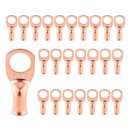 Miniatura 44 de 2/0 AWG 5/16" Stud (25 piezas), terminal de anillo de batería resistente, conectores de calibre 00, lengüetas de alambre de cobre 2/0, terminales