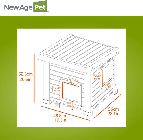 Miniatura 13 de New Age Pet ECOFLEX Albany - Casa para gatos al aire libre, resistente a la intemperie, solapas de doble puerta, 21 pulgadas de ancho x 20 pulgadas