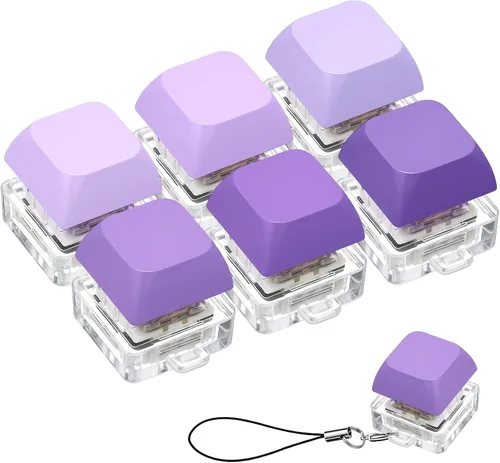 Miniatura 11 de Taiyin - 6 piezas de teclado, teclado clicker, llavero para la ansiedad con botón de descompresión, botón de clicker, juguetes para aliviar el Oscuro