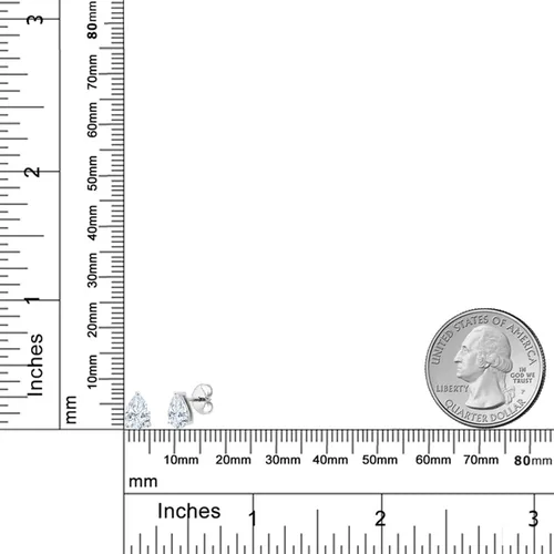 Miniatura 2 de Gem Stone King Aretes de plata de ley 925 con piedra natal y pera Aretes de tuerca en forma de pera de 0.276 x 0.197 in para mujer