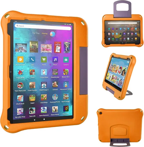 Miniatura 9 de Funda para tablet Fire HD 10 para niños (versión 2021/2023, 11ª/13ª generación), funda Oqddqo Amazon Kindle 10 Plus, choque de doble capa de cuatro