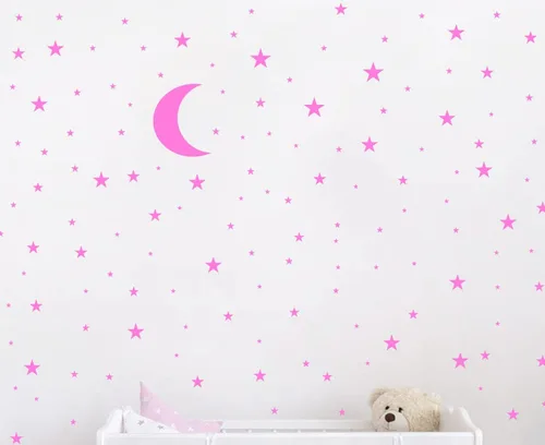 Miniatura 10 de Vinilo adhesivo de pared con diseño de luna y estrellas para niños y niñas, decoración de habitación de bebé, decoración de pared para el hogar