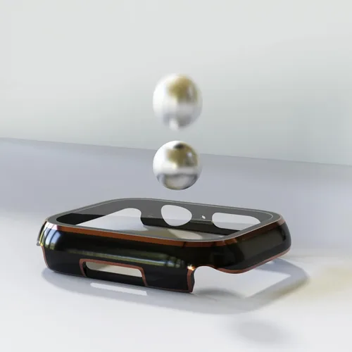 Miniatura 8 de Paquete de 4 fundas compatibles con Apple Watch de 1.614 pulgadas Series 7, protector de pantalla integrado de vidrio templado ultrafino, cobertura