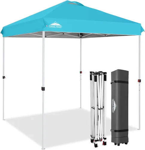 Miniatura 432 de EAGLE PEAK Tienda de campaña desplegable con bolsa de transporte con ruedas, 8 estacas, 4 cuerdas, 4 bolsas de peso, toldo de tienda de campaña