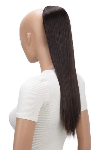Miniatura 24 de CAISHA Extensión de cola de caballo de 22" con cordón voluminoso Straigtht negro-marrón PH503
