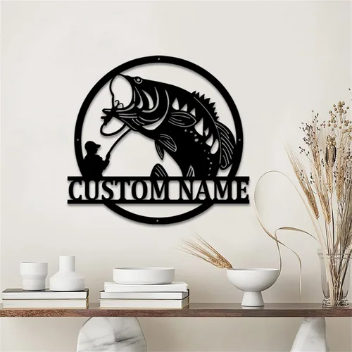 Miniatura 3 de Letrero LED de pesca de bajo con nombre personalizado, arte de pared personalizado, regalo de aniversario y día de San Valentín