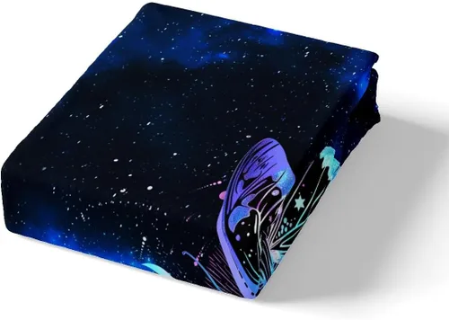 Miniatura 4 de Sábana bajera ajustable de mariposa, tamaño individual, estrellas estrelladas, galaxia azul, nebulosa, universo de nebulosa, suave, lujoso, juego