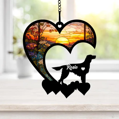 Miniatura 24 de NAZENTI Atrapasoles personalizado de sabueso afgano, adorno conmemorativo personalizado para la pérdida de mascotas, regalo de condolencia