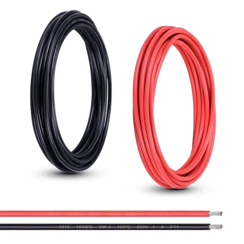 Miniatura 8 de Cable eléctrico de 10 AWG, cable de cobre estañado rojo y negro para audio de automóvil, automóvil, remolque, marina, luz LED