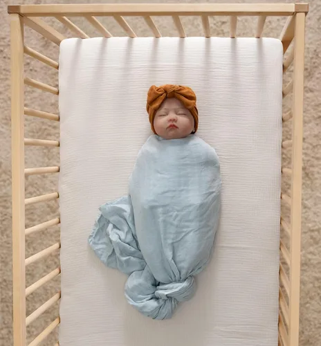 Miniatura 2 de Meracorallo Sábana bajera ajustable de muselina para cuna, suave y transpirable, para colchones estándar para cuna y niños pequeños (niebla)