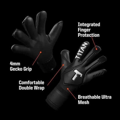 Miniatura 6 de T1TAN Guantes de portero profesional leyenda, protección de dedos, talla 6-11, guante de portero para adultos y jóvenes, fútbol Legend 1.0 Black-Out