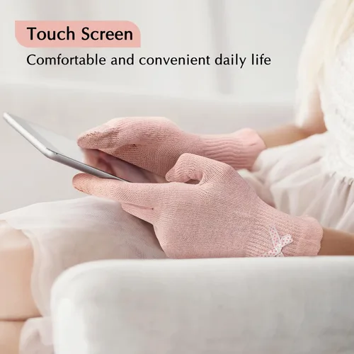 Miniatura 5 de Evridwear Guantes de algodón para belleza con dedos táctiles para SPA, eczema, manos secas, cuidado de manos, hidratación día y noche, 3 tallas