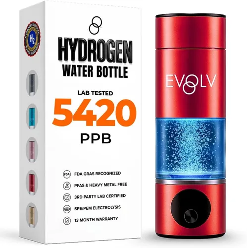 Miniatura 9 de EVOLV Generador de Botella de Agua de Hidrógeno - Ionizador de Agua SPE y PEM 5.4PPM, Mayor Concentración de H2 - Botella de Agua Hidrogenada
