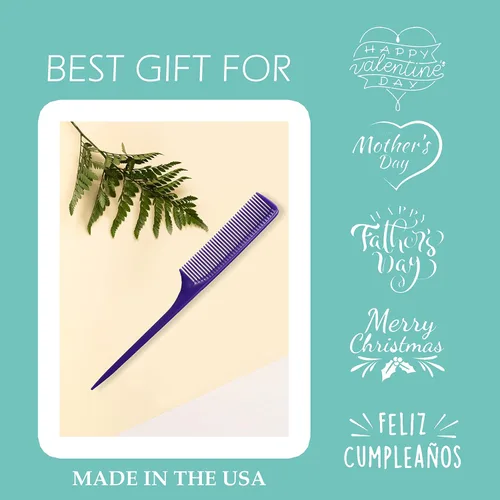 Miniatura 6 de Allegro Combs Peines de cola de rata XL 61 XL, peine de dientes anchos, desenredante, pelo grueso, peinetas de separación de espalda gruesa, peines