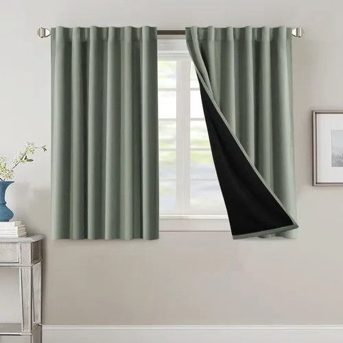 Miniatura 16 de H.VERSAILTEX Cortinas 100% opacas para dormitorio con forro negro, cortinas de oscurecimiento de habitación completa, con aislamiento térmico
