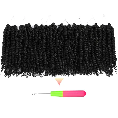 Miniatura 7 de BOHOBABE Pelo de ganchillo pretrenzado Passion Twist de 6 pulgadas, cabello trenzado de ganchillo Passion Twist preenrollado corto, 8 paquetes