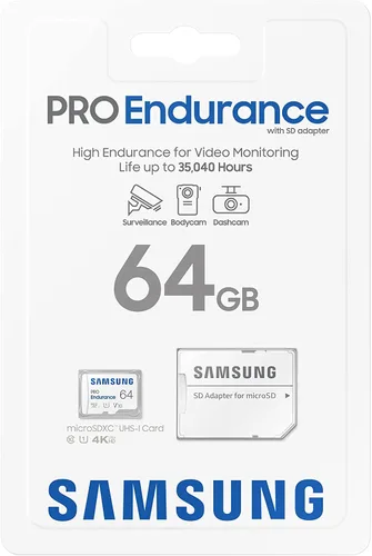 Miniatura 8 de Samsung PRO Endurance 64GB microSDXC UHS-I U1 100MB/s Tarjeta de memoria de monitoreo de video con adaptador (MB-MJ64KA)