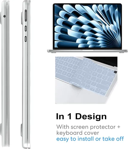 Miniatura 6 de AKIT Funda compatible con MacBook Air de 13 pulgadas M5 2026 2025-2022 M4/M3/M2 A3449 A3240 A3449 A3113 A2681, funda rígida delgada para laptop