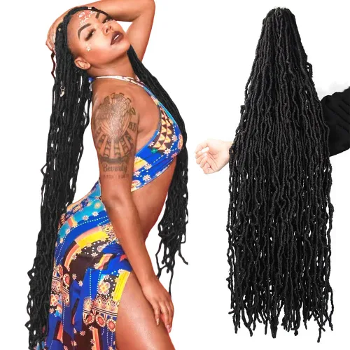 Miniatura 44 de Niseyo Rastas de pelo sintético de ganchillo de 24 pulgadas, 6 paquetes de extensiones de cabello sintético lacio de ganchillo largo