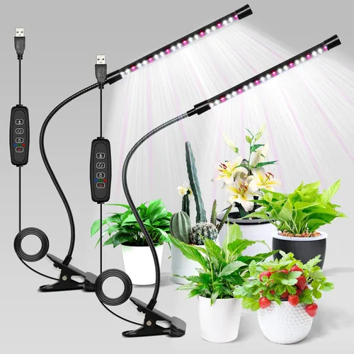 Miniatura 8 de iPower - Lámpara LED de crecimiento con espectro completo para plantas de interior, cuello de cisne ajustable, 2/3 modos de luz y 5/10 niveles rojo