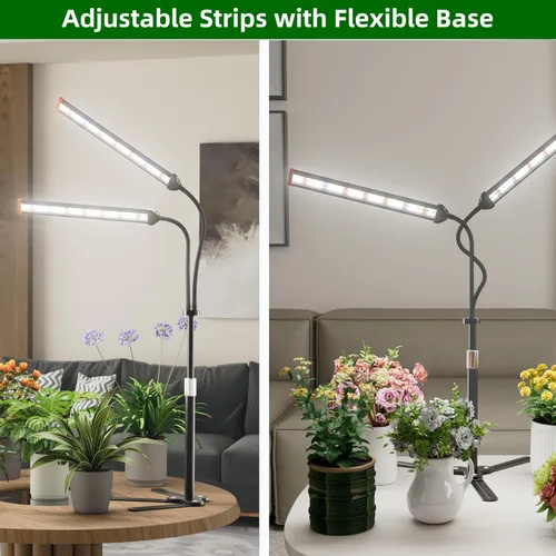 Miniatura 6 de Lámpara para cultivo de plantas con soporte ajustable de 15 a 47 pulgadas, lámpara de cultivo de plantas de tres cabezales con bombillas LED rojas