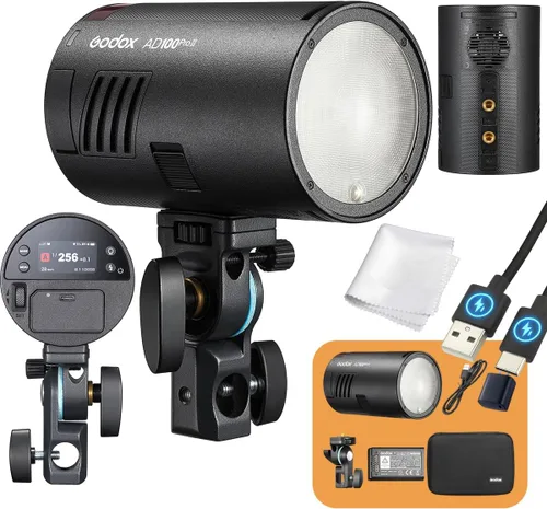 Godox AD100 Pro II AD100Pro II AD100ProII Flash Strobe, 2.4GHz X System+433Mhz Module/2850mAh Batería/2W LED/10 niveles de brillo/490 Pops de