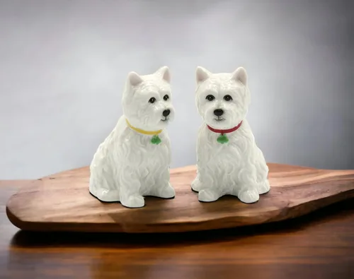 Miniatura 7 de Juego de salero y pimentero de cerámica de porcelana fina West Highland White Terrier Western Terrier Westie Dog Shamrocks Salero y Pimentero, 2-7/8