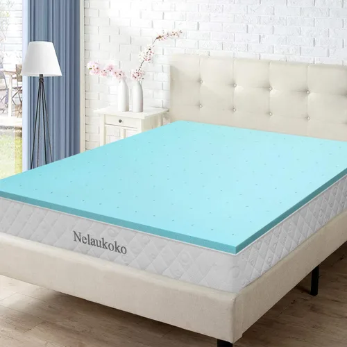 Nelaukoko - Cubrecolchón de espuma viscoelástica tamaño individual XK, cubrecolchón de 2 pulgadas con gel de enfriamiento para dormitorio de la