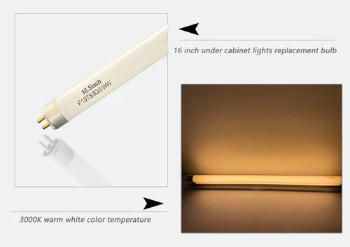 Miniatura 3 de Flyercatch Paquete de 2 bombillas fluorescentes F10T5/830/L de 16 pulgadas de repuesto Jasco blanco cálido 10W 3000K tubos, luz lineal F10T5-WW