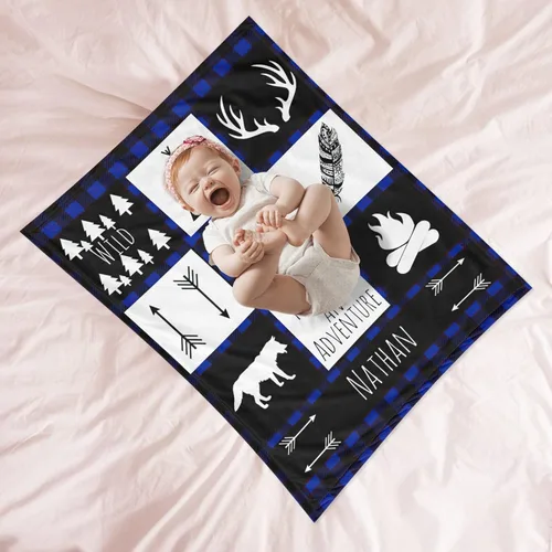 Miniatura 3 de Manta de bebé personalizada con nombre de la selva, manta de bebé personalizada para niños, manta personalizada de regalo para bebé niño, regalo