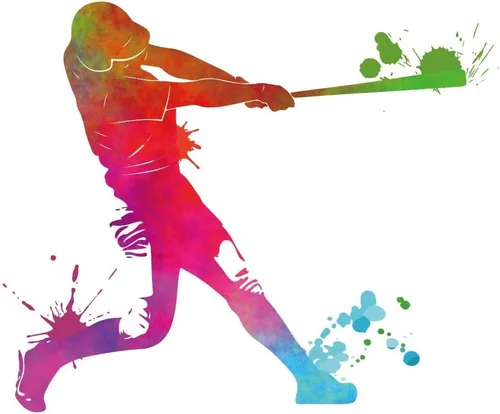 SUPERDANT Pegatinas de pared de béisbol coloridas figura deportiva calcomanía de pared de gran tamaño estilo minimalista sala de deportes sala de