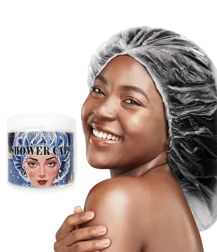 Miniatura 7 de 10 gorros de ducha de plástico desechables de gran tamaño XL para trenzas largas, rastas y rastas – Gorro de ducha de plástico grande