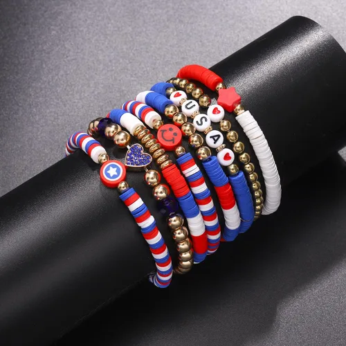 Miniatura 91 de Surfer Heishi - Pulseras apilables para mujer, apilables, de vinilo arcoíris, disco de arcilla, pulseras elásticas para la amistad, joyería bohemia