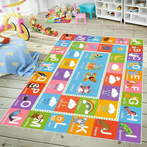 Miniatura 43 de ABC - Alfombra educativa del alfabeto, alfombra de juego de 4 x 6 pies para niños, sala de juegos, tapete antideslizante para niños y niñas Alphabet