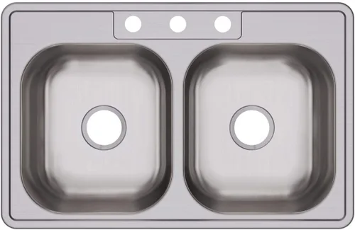 Miniatura 8 de Dayton D233221 Equal - Fregadero de acero inoxidable con doble tazón, 33 x 22 x 6.5 pulgadas