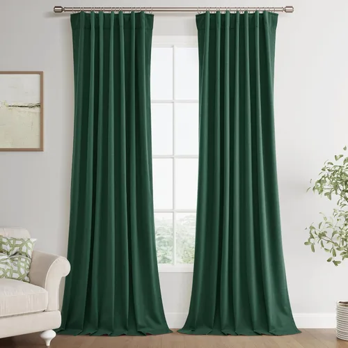 Miniatura 48 de Joywell 2 cortinas opacas 100%, lino, beige natural, trabillas traseras/cinta con ganchos, aislantes, de dormitorio, comedor, sala, puerta corrediza