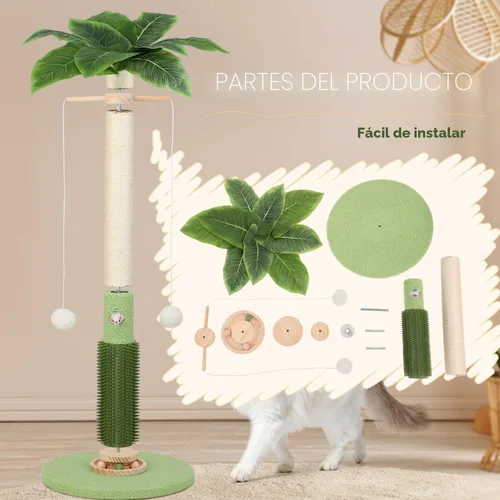 Miniatura 6 de Poste rascador para gatos, 37.5 pulgadas de alto, palmera natural de sisal para interiores, rascador vertical estable para gatos con juguete