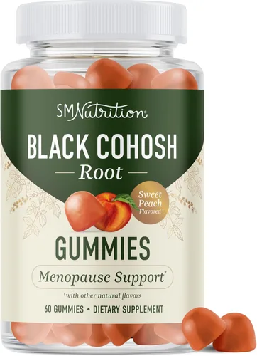Gomitas de cohosh negro para alivio de la menopausia, sofocos y sudores nocturnos, 50 mg de raíz de cohosh negro para mujeres, sin gluten,
