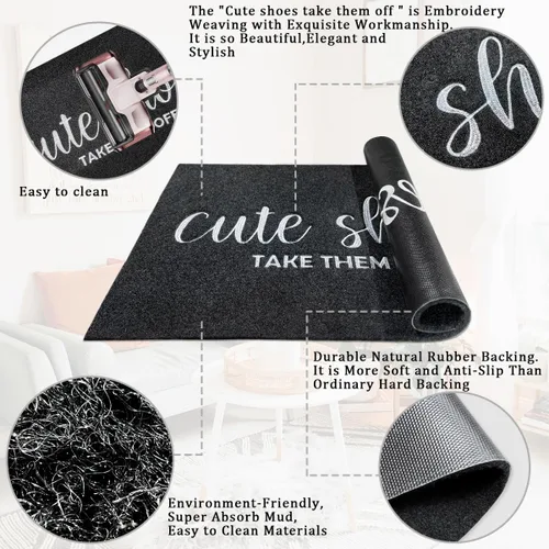 Miniatura 4 de Tapete de Bienvenida para Entrada Exterior Lindos Zapatos Quítatelos Tapetes para Puerta Principal con Respaldo de Goma Tapete para Puerta Todo