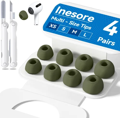 Miniatura 14 de 4 pares de almohadillas transparentes de repuesto para AirPods Pro de 2ª/1ª generación con caja de almacenamiento portátil y bolígrafo limpiador