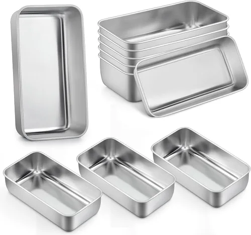 Miniatura 11 de P&P CHEF Juego de moldes para pan, moldes para pan de 9 x 5 pulgadas, moldes de acero inoxidable para pan y pastel de lasaña, saludable y no tóxico