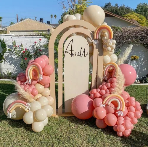 Miniatura 7 de Globos de látex retro rosa rubor, 60 globos de látex rosa polvoriento metálico cromado rosa rosa dorado beige rubor diseñados para celebraciones