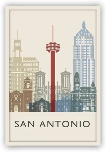 Miniatura 4 de Póster de horizonte de San Antonio, impresión de paisaje urbano y monumento, arte de pared para el hogar, decoración de pared de oficina, 12 x 18