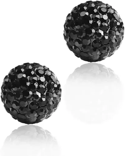 Miniatura 2 de Aretes de tuerca de plata fina 925 con bola de cristal 8 mm 10 mm