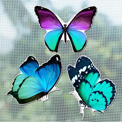 Miniatura 8 de 6 imanes de mariposa para puerta, imanes flexibles de doble cara, protectores decorativos para puertas corredizas que evitan que personas y mascotas